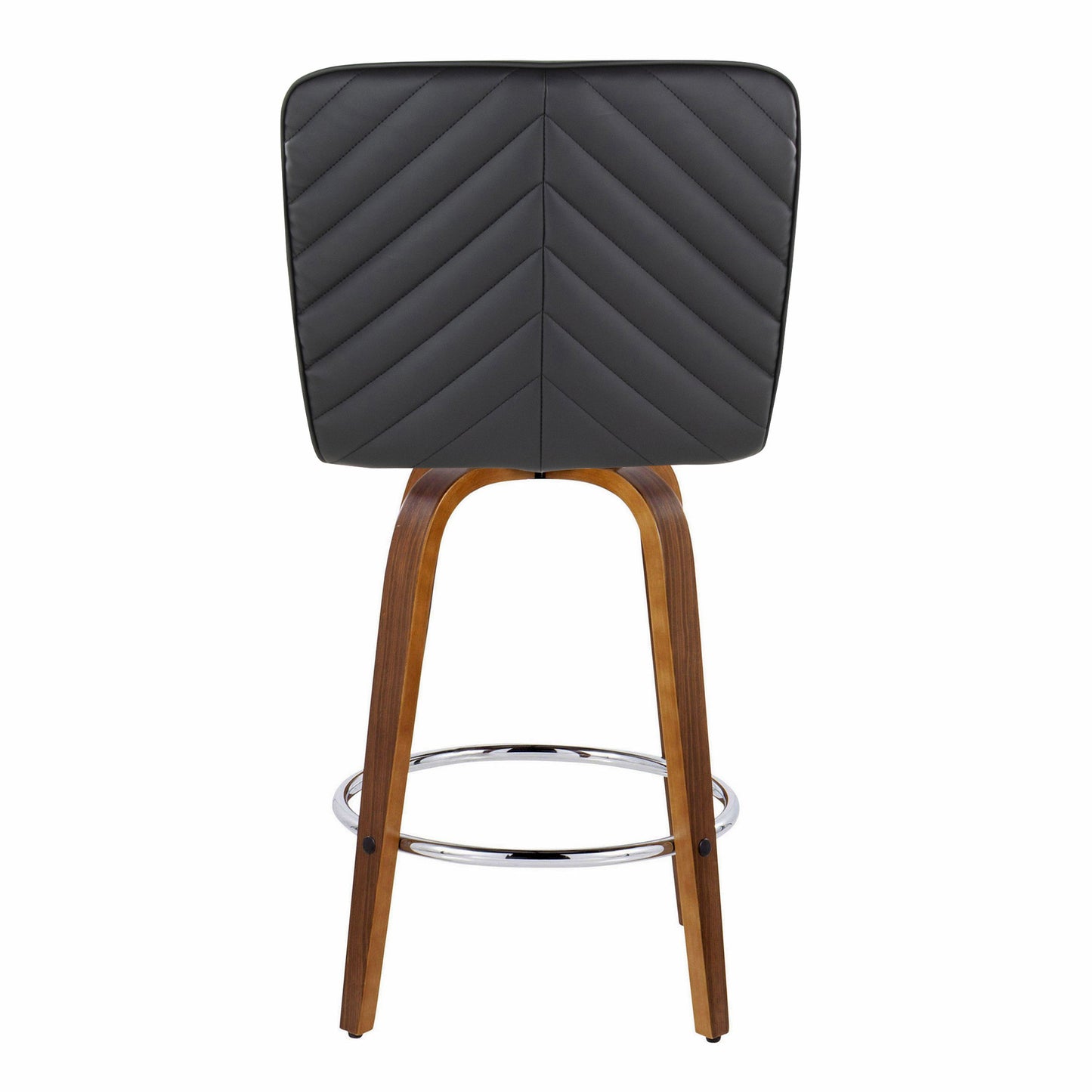 Henry - Contemporary Fixed Height Counter Stool With Swivel With Round Footrest (Set of 2) - Walnut / Black