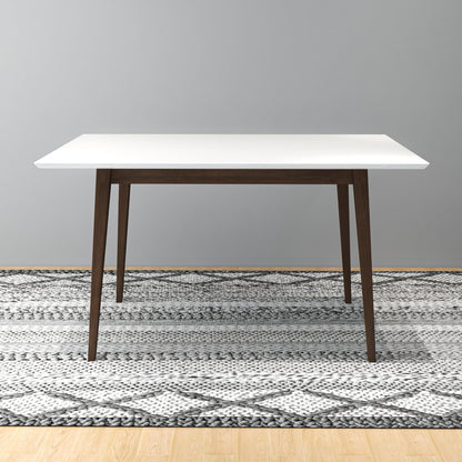 Levi - Modern Style Rectangular Dining Kitchen Table - Dark Brown / White