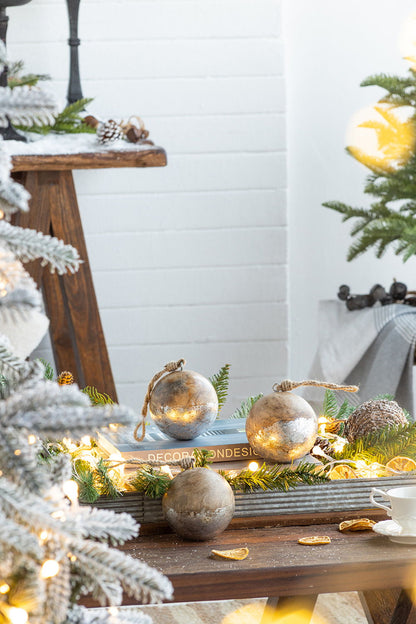 Christmas Ball Ornaments, Wood Decorative Hanging Ball Christmas Tree Ornaments For Holiday Party Decorations (Set of 4) - Brown