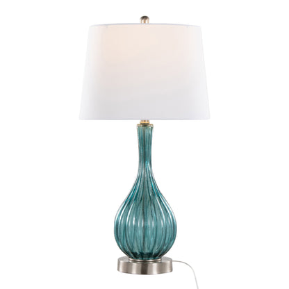 Jenny - Contemporary Table Lamp (Set of 2) - Clear Sapphire Blue Crackle / Nickel / White