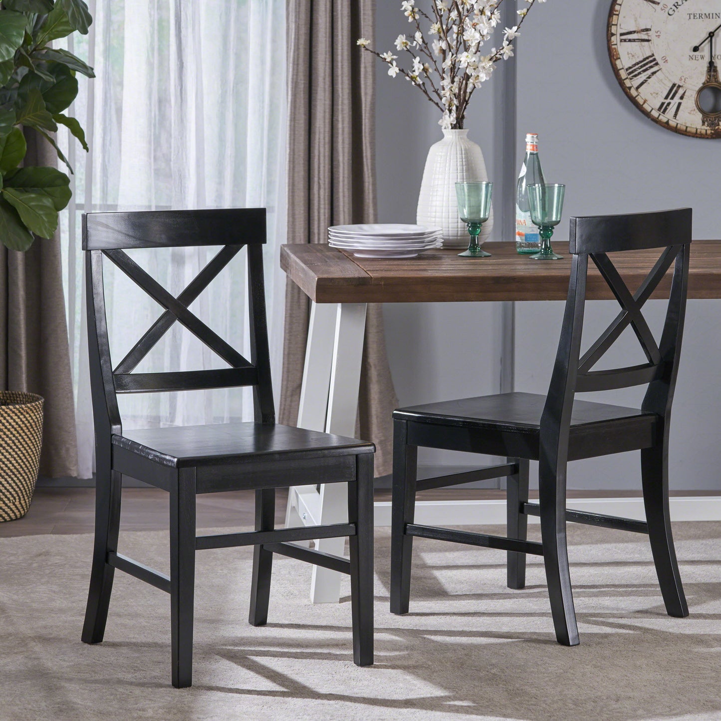 Plethora - Dining Chair With X Shaped Back (Set of 2) - Black