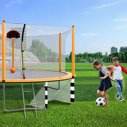 16Ft Trampoline With Basketball Hoop Pump And Ladder (Inner Safety Enclosure) With Soccer Goal - Orange