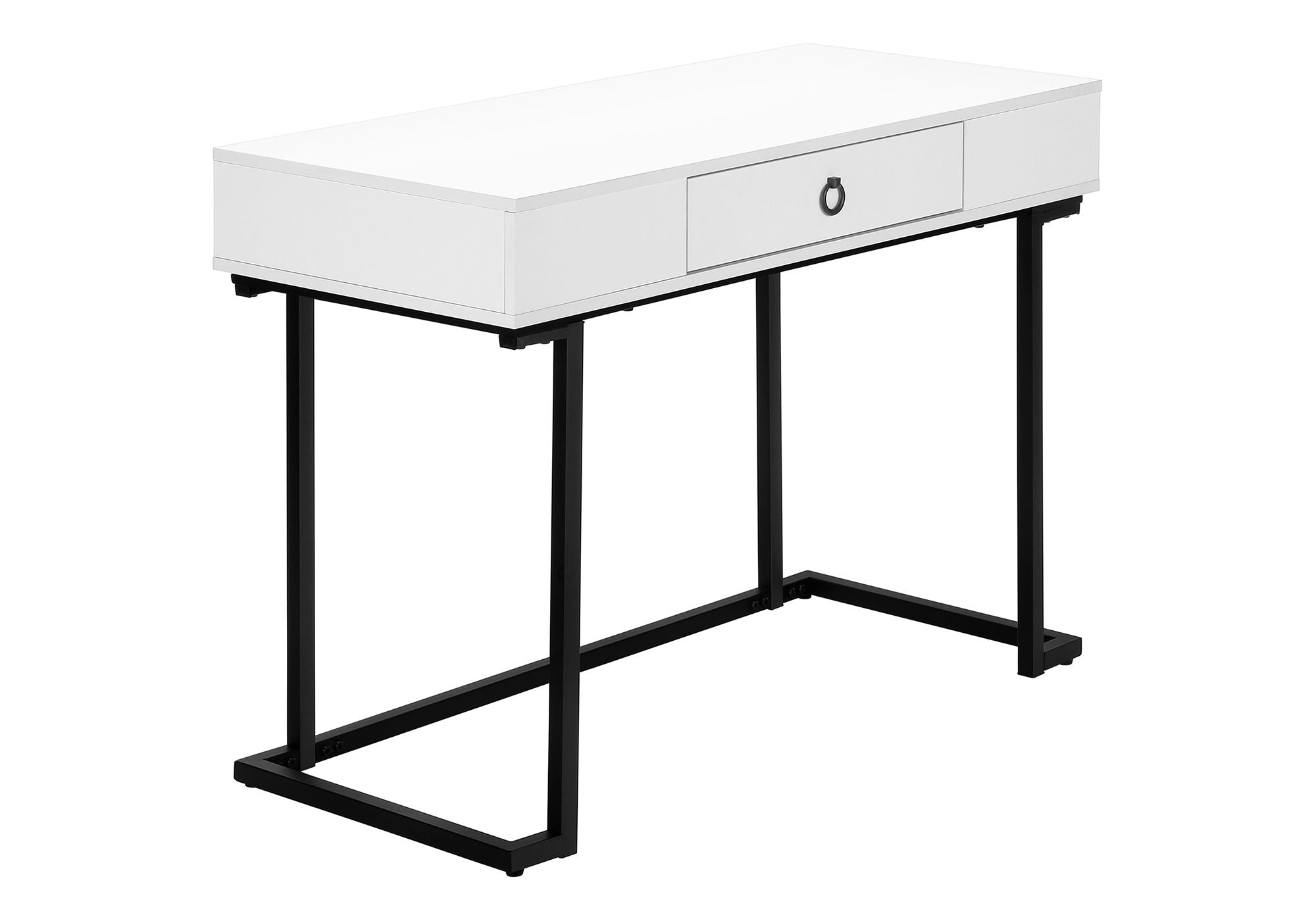 Computer Desk For Home Office, Laptop, Storage Drawers, Glossy Contemporary & Modern - White