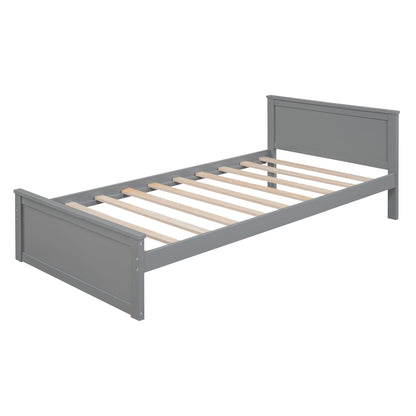 Full Size Loft Bed With A Twin Size Standalone Bed, Shelves, Desk, And Wardrobe - Gray