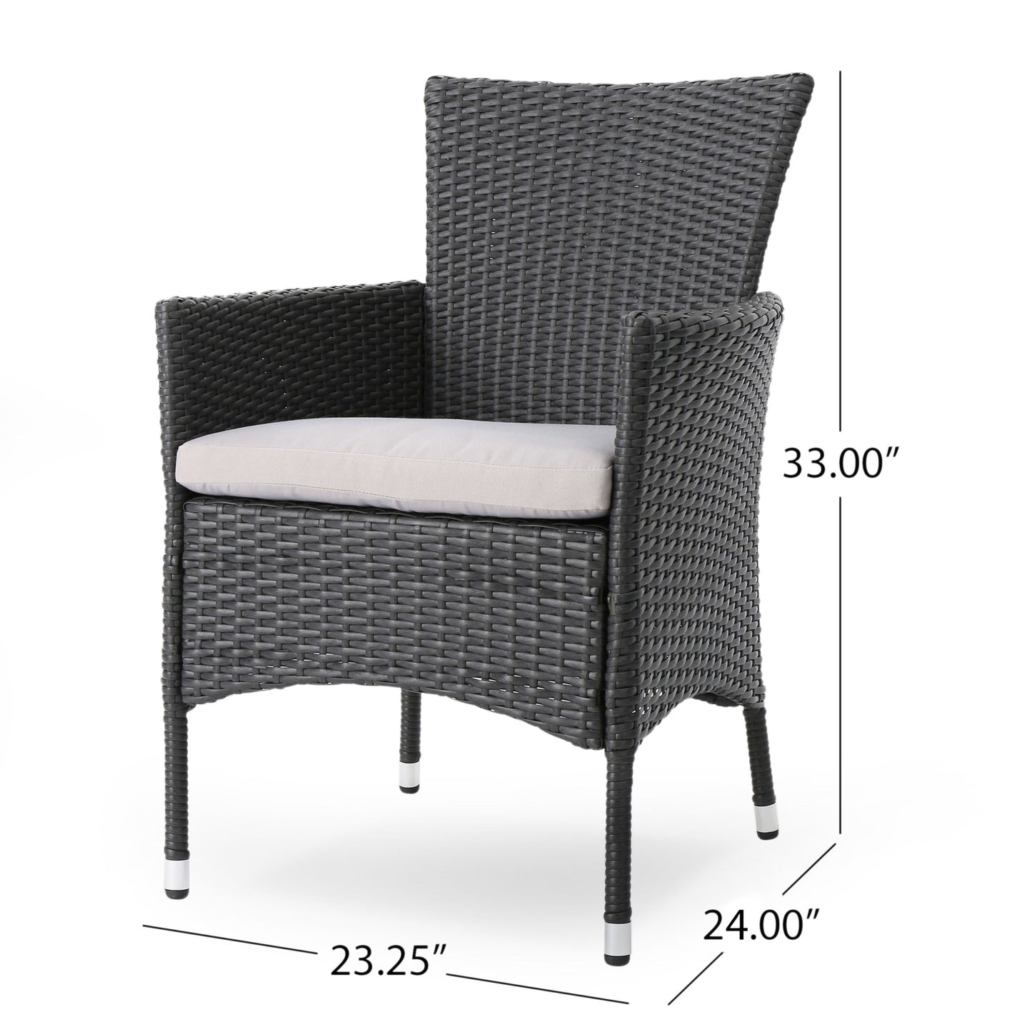 Dimensional Outdoor Dining Chair With Cushion Seat And Iron Frame (Set of 2) - Gray