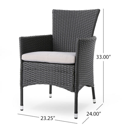 Dimensional Outdoor Dining Chair With Cushion Seat And Iron Frame (Set of 2) - Gray