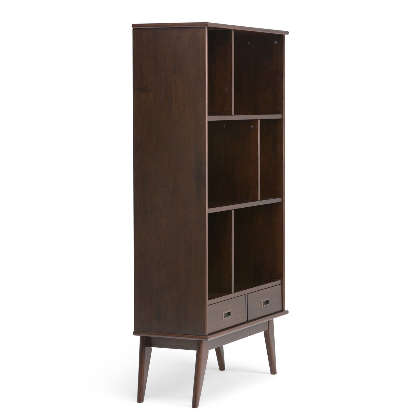 Draper - Mid Century Wide Bookcase And Storage Unit - Medium Auburn Brown