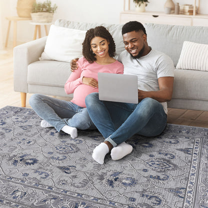 Marfi - 2' X 3' Bordered Area Rug - Blue / Ivory