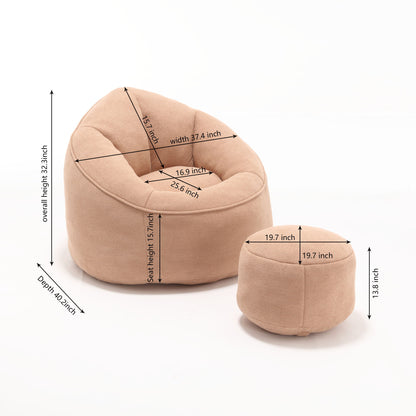 Bedding Bean Bag Sofa Chair High Pressure Foam Bean Bag Chair Adult Material With Padded Foam Padding Compressed Bean Bag With Footrest - Tan
