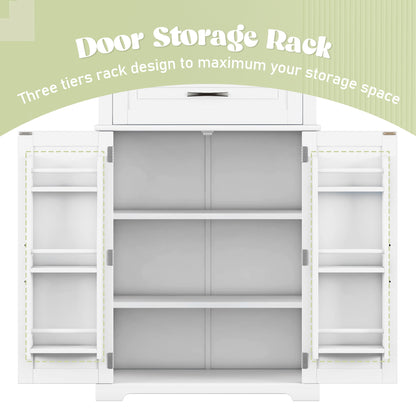 Bathroom Storage Cabinet With Multi Functional Storage Space, Drawer With Slide Rails, Adjustable Shelf - White