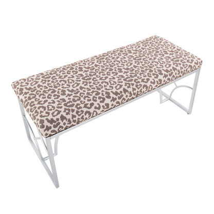 Constellation - Contemporary Bench - Silver / Beige Leopard