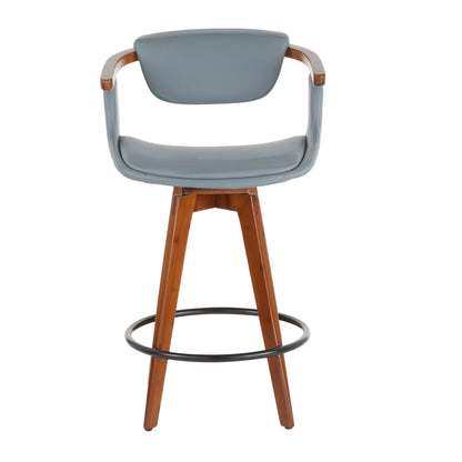 Oracle - Mid-Century Modern Counter Stool - Walnut / Gray