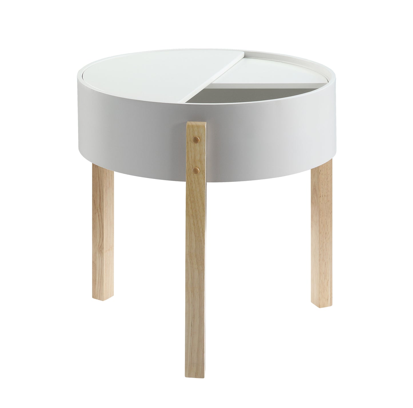 Bodfish - Round End Table - White / Natural