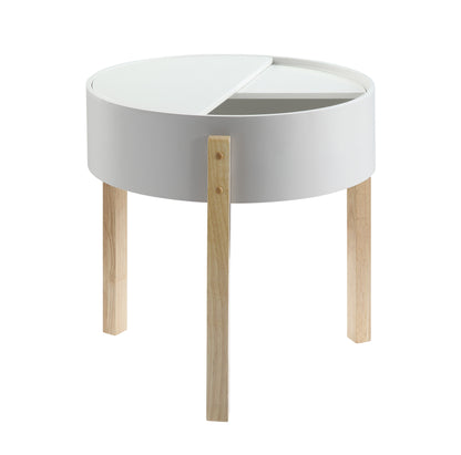 Bodfish - Round End Table - White / Natural