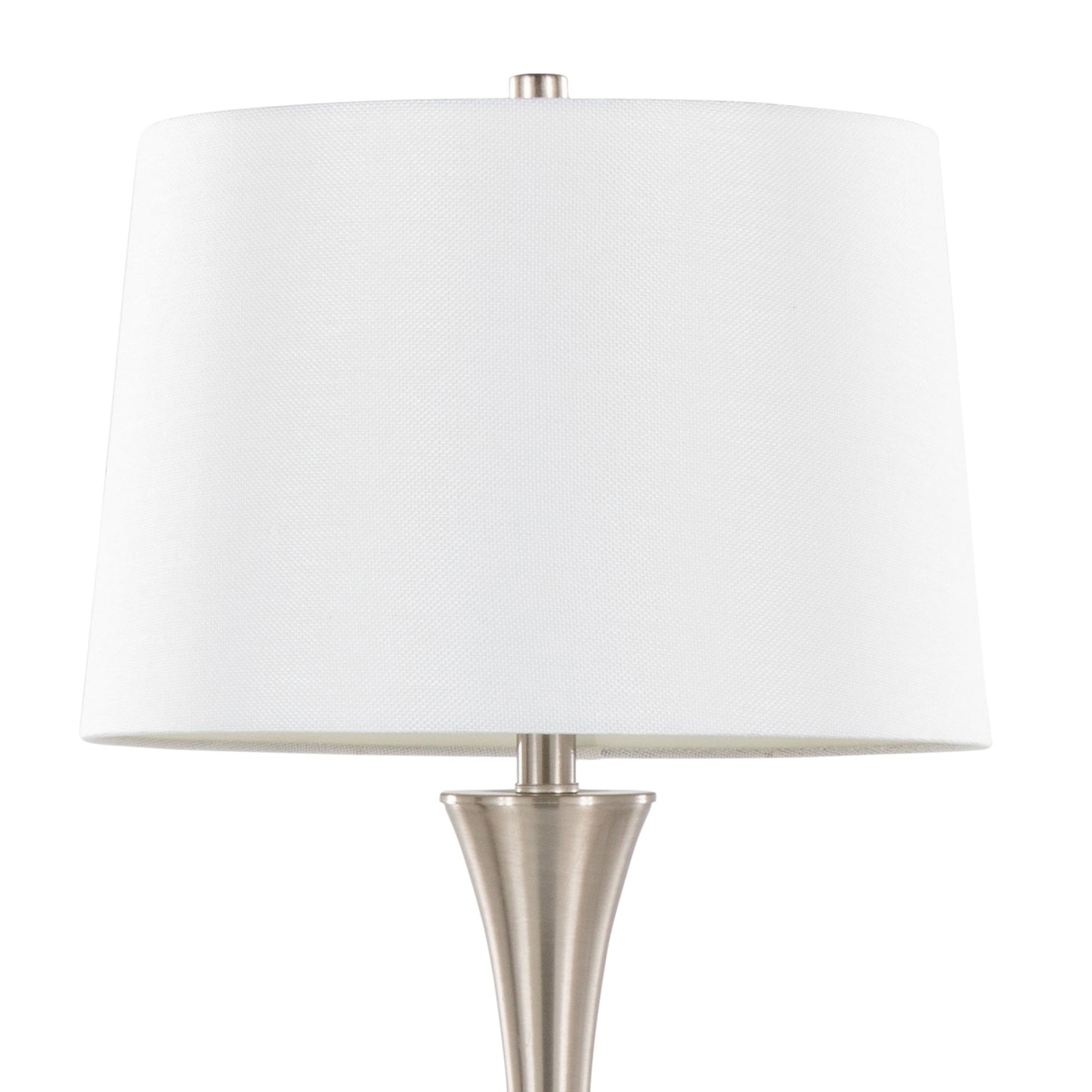 Lenuxe - Contemporary Table Lamp (Set of 2) - Nickel / White