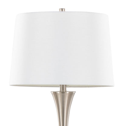 Lenuxe - Contemporary Table Lamp (Set of 2) - Nickel / White