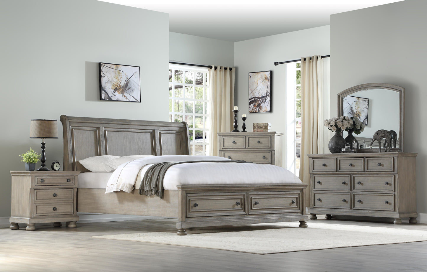 Queen Storage Bed - Antique Gray