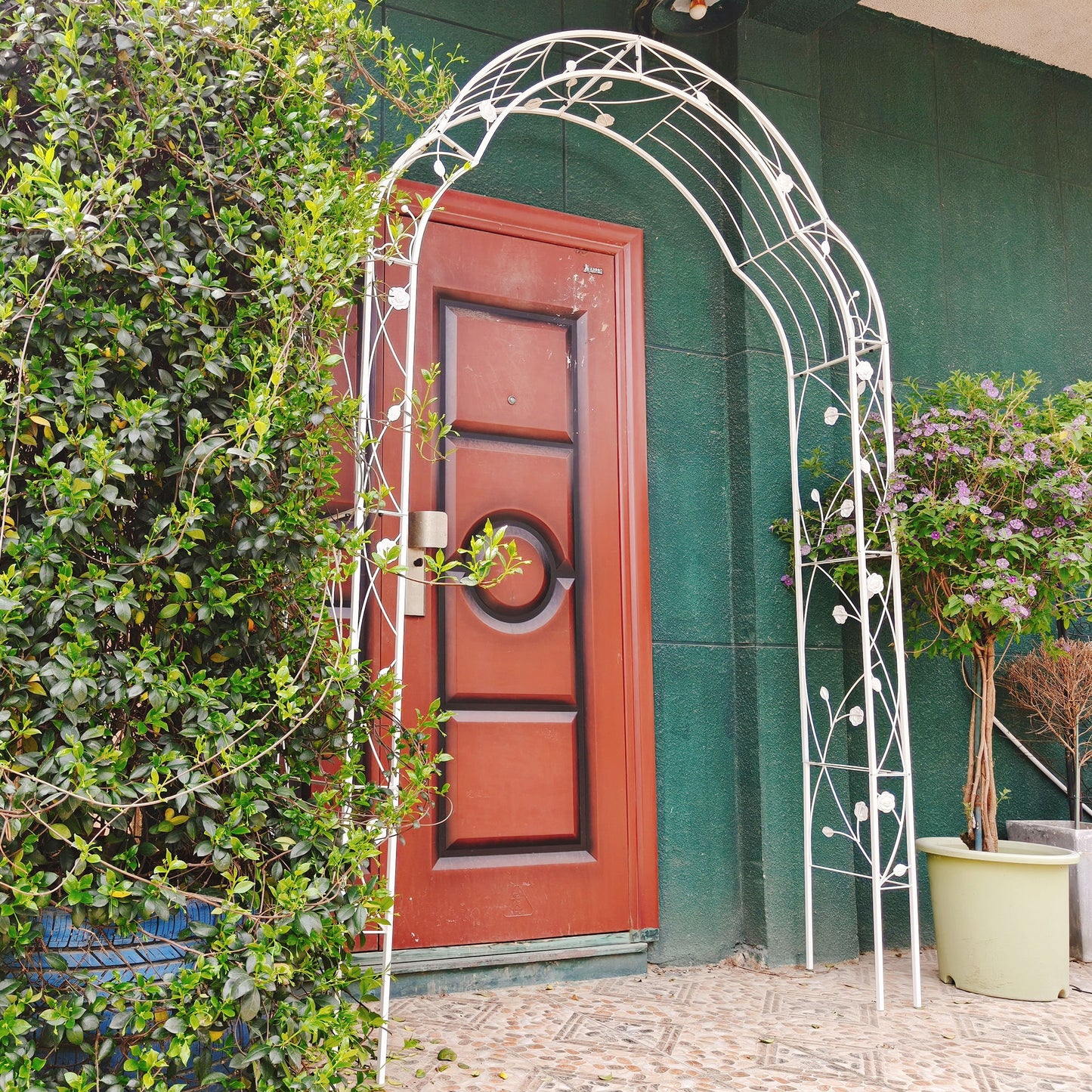 Metal Garden Arch Assemble Freely With 8 Styles Garden Arbor Trellis Climbing Plants Support Rose Arch Outdoor Arch Wedding Arch Party Events Archway - Cream White