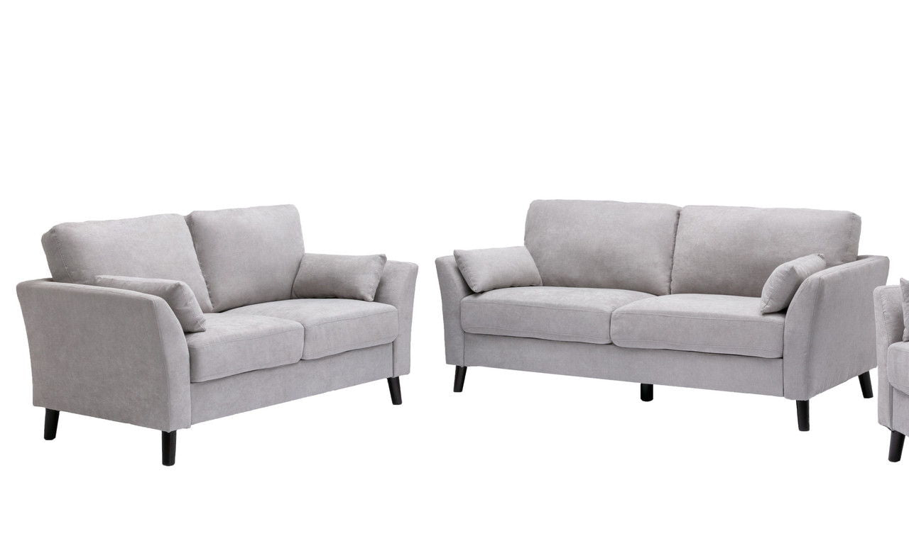 Damian - Woven Living Room Fabric Sofa, Loveseat (Set of 2) - Light Gray