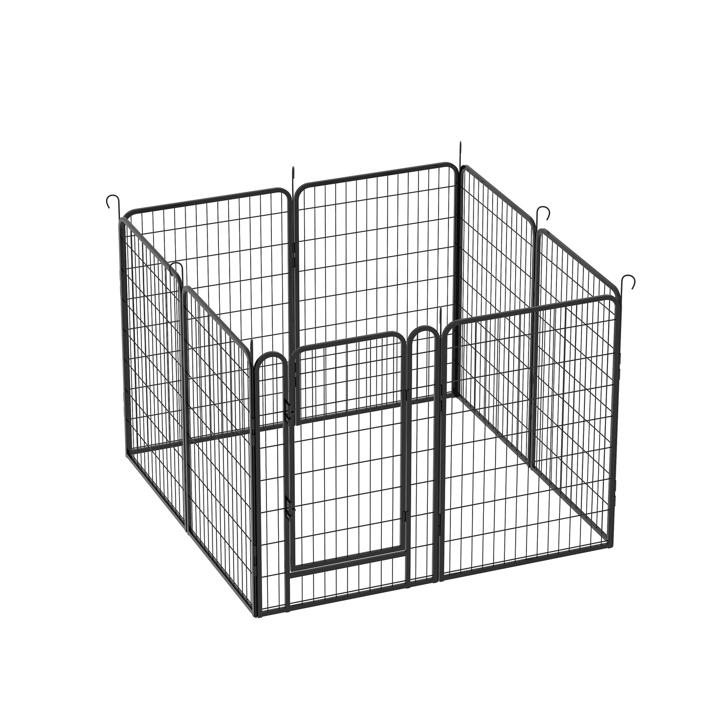 8 Panels Heavy Duty Metal Playpen With Door, Dog Fence Pet Exercise Pen For Outdoor, Indoor - Black