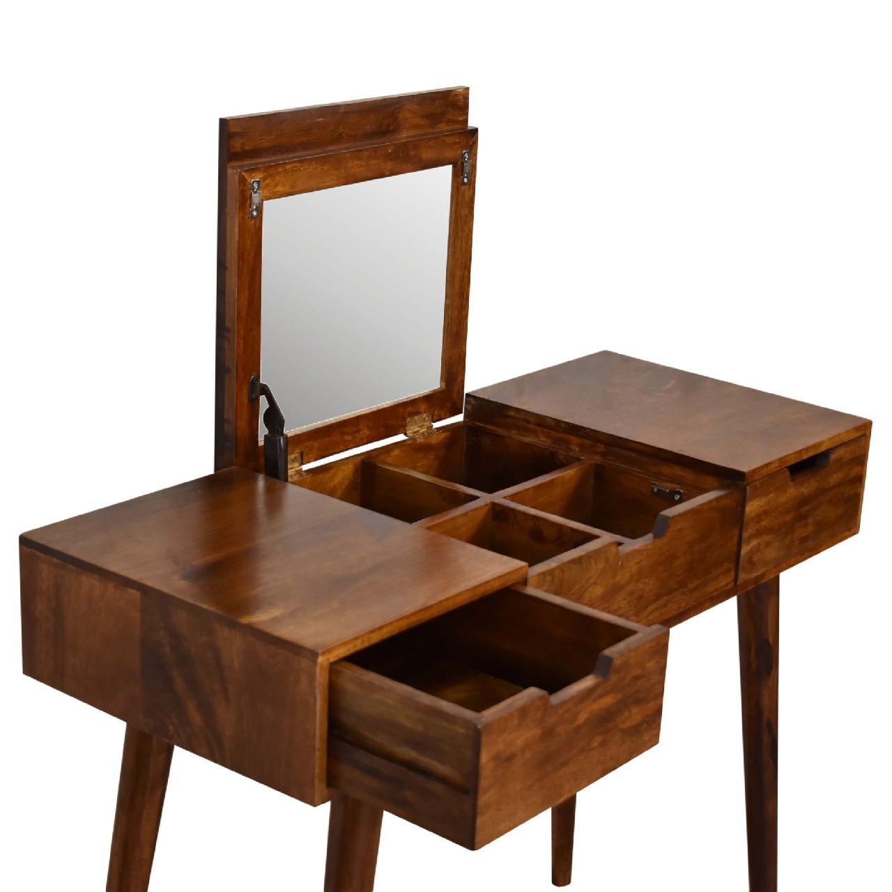 Foldable Mirror Table - Chestnut