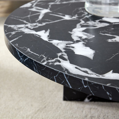 Versatile Round Coffee Table For Various Interior Styles, Exhibiting Modern Minimalism And Nordic Charm - Black / Black White