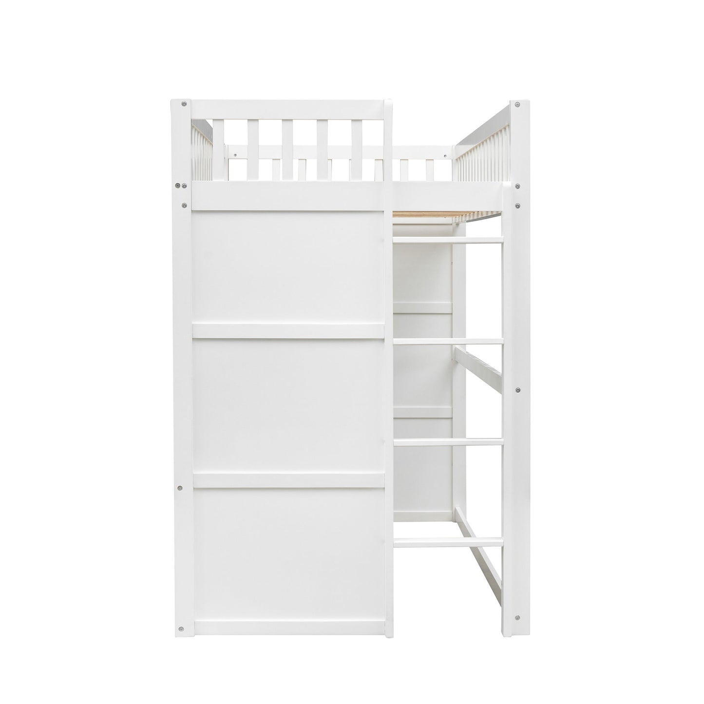 Twin Size House Loft Bed With Ladder - White / Gray