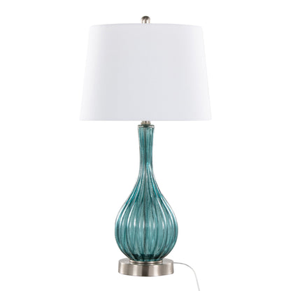 Jenny - Contemporary Table Lamp (Set of 2) - Clear Sapphire Blue Crackle / Nickel / White