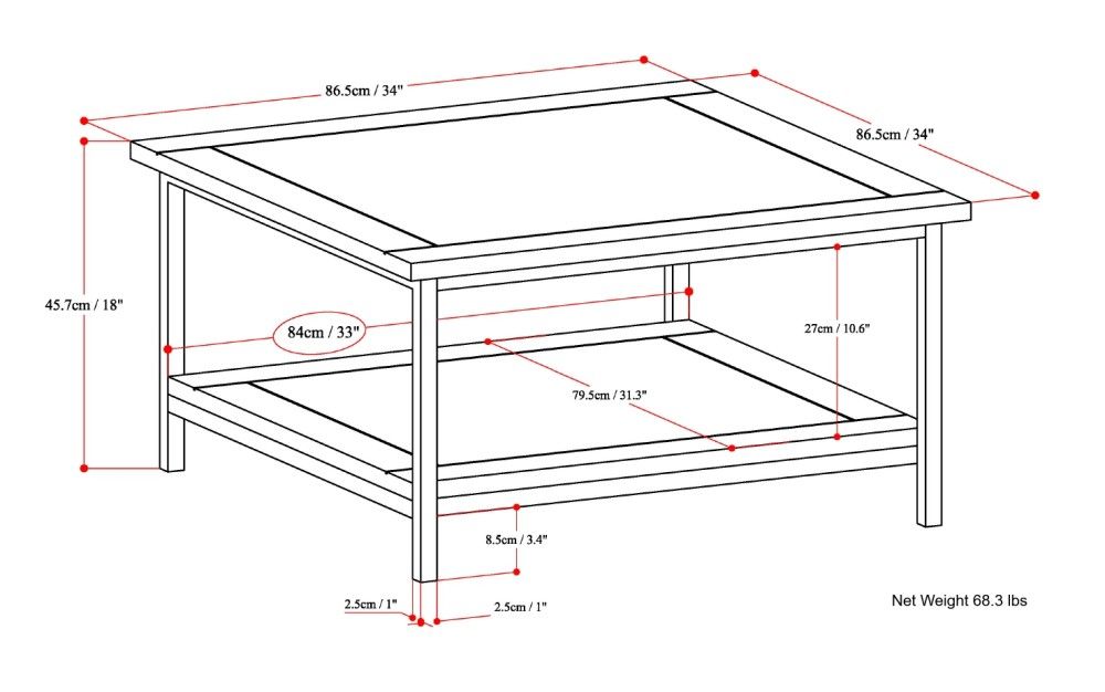 Skyler - Square Coffee Table - Dark Brown / Gold