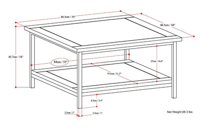 Skyler - Square Coffee Table - Dark Brown / Gold