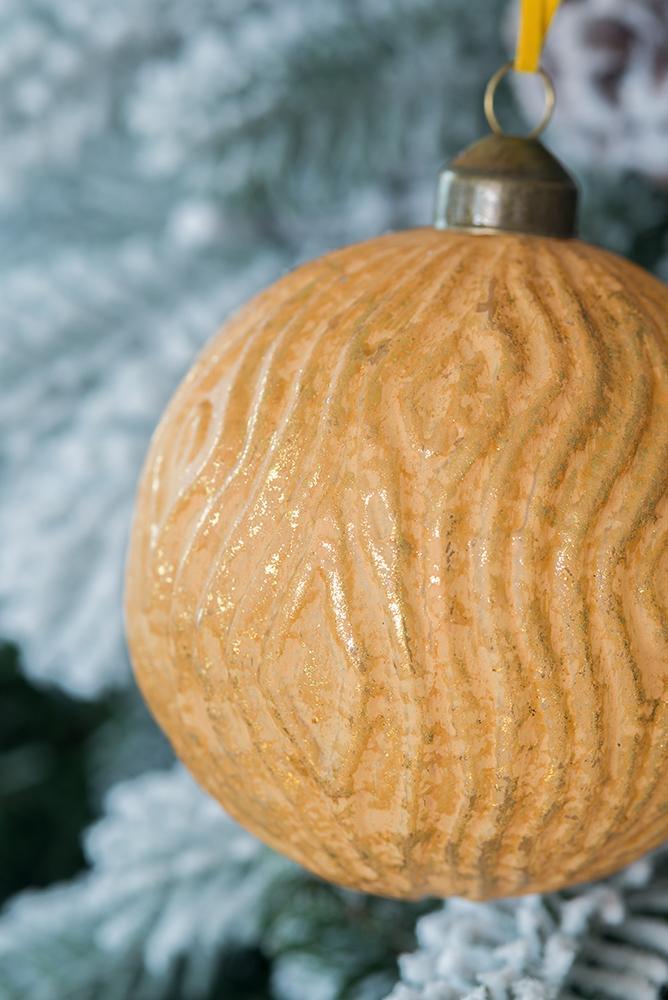 Christmas Ball Ornaments, Glass Decorative Hanging Ball Christmas Tree Ornaments For Holiday Party Decorations (Set of 6) - Gold