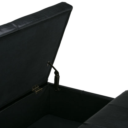 Dover - Square Coffee Table Storage Ottoman - Midnight Black