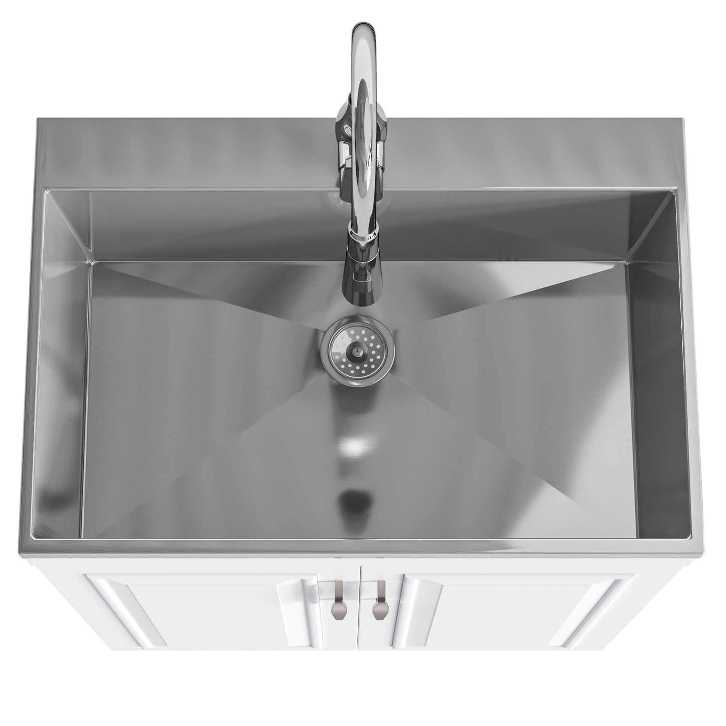 Darwin - Deluxe Laundry Cabinet With Pull-Out Faucet And Stainless Steel Sink - Pure White