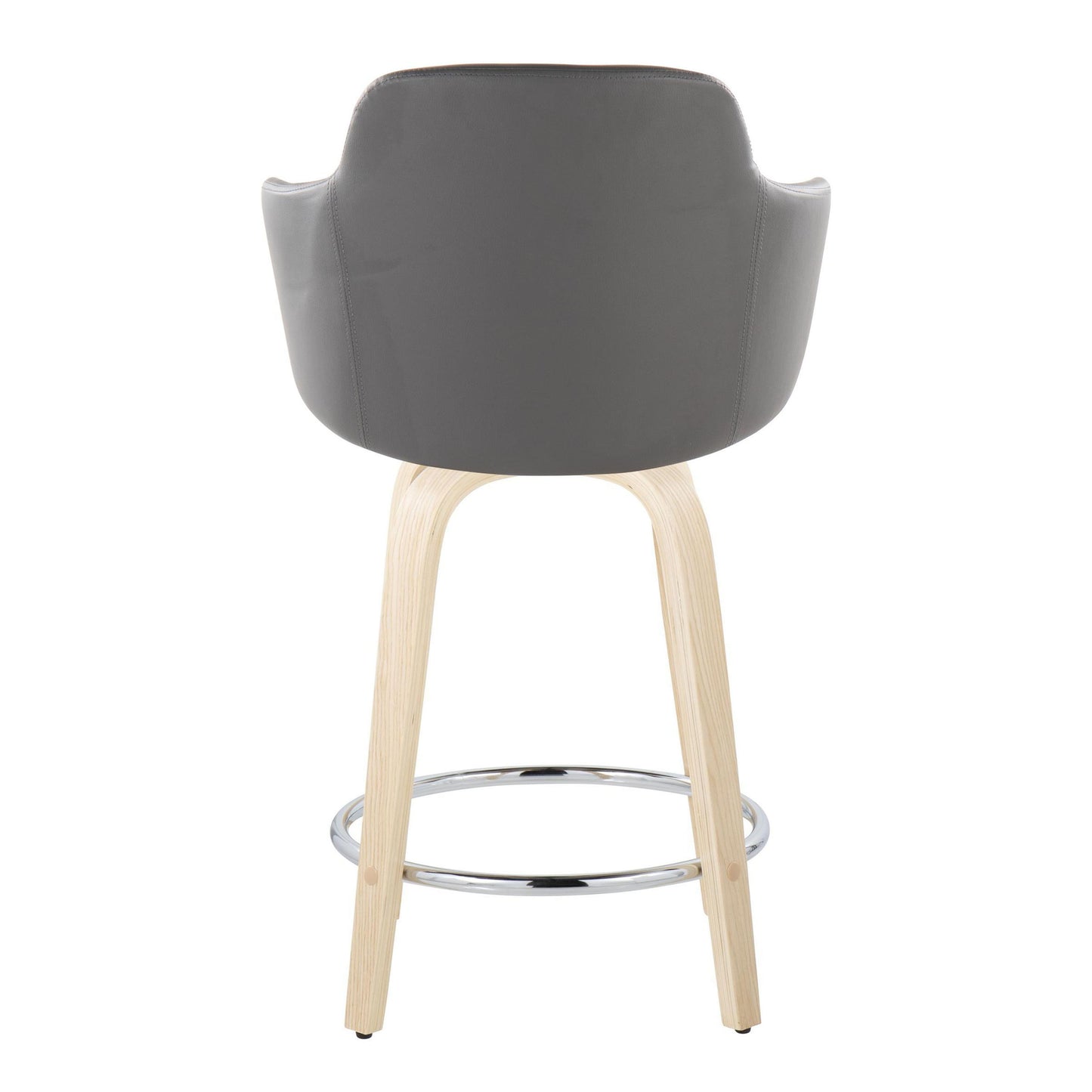 Boyne - Contemporary Fixed Height Counter Stool With Swivel With Round Footrest (Set of 2) - Natural / Gray