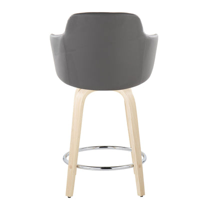 Boyne - Contemporary Fixed Height Counter Stool With Swivel With Round Footrest (Set of 2) - Natural / Gray