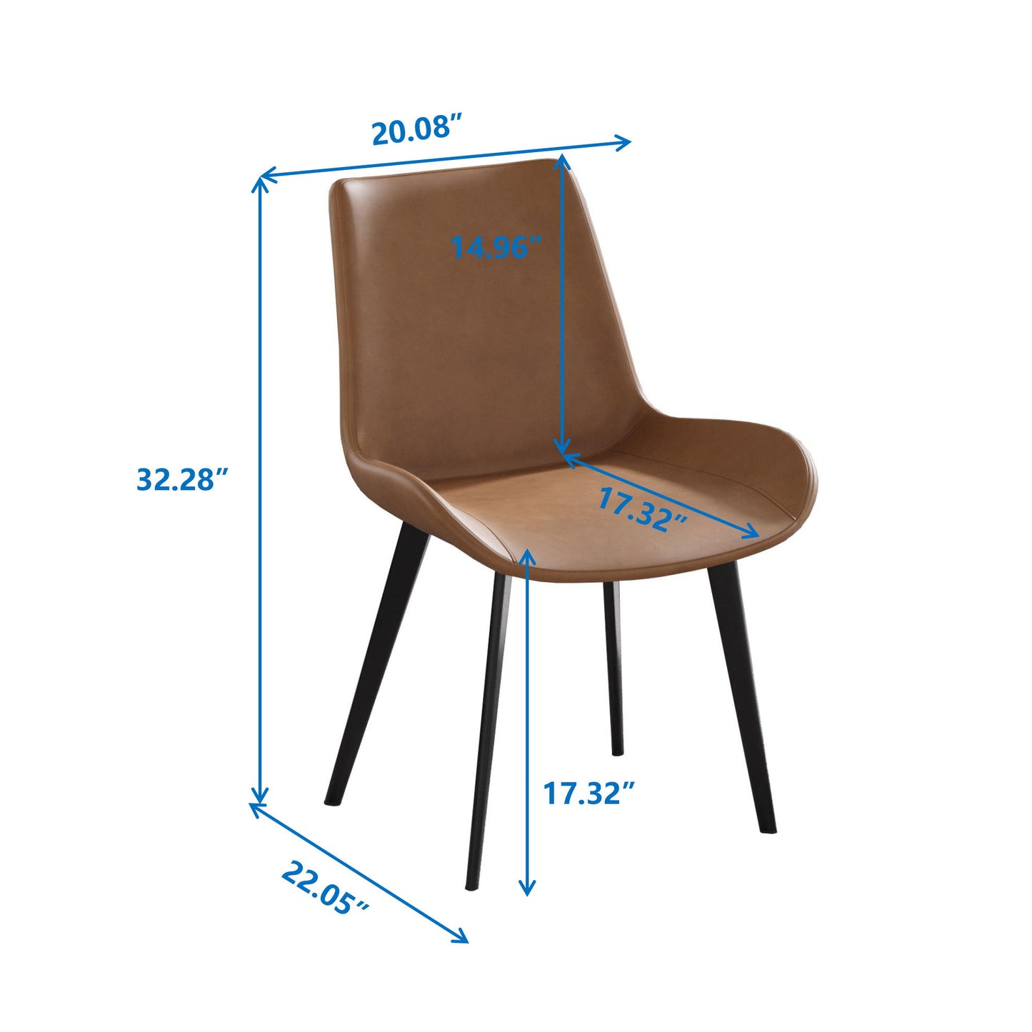 Modern Dining Chair Living Room Metal Leg Dining Chair (Set of 2) - Brown