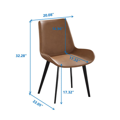 Modern Dining Chair Living Room Metal Leg Dining Chair (Set of 2) - Brown