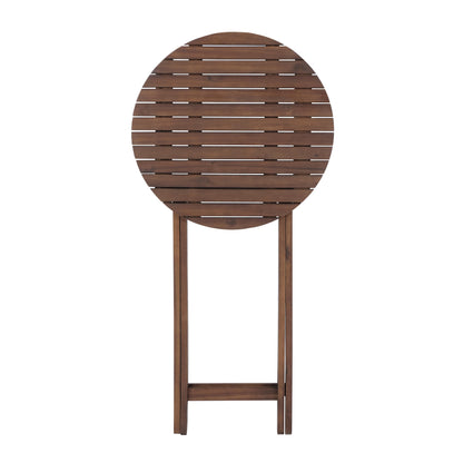 3 Piece Acacia Bistro Set, Folding Patio Furniture For Garden Backyard Balcony Porch With 1 Coffee Table And 2 Foldable Chairs - Natural Stained