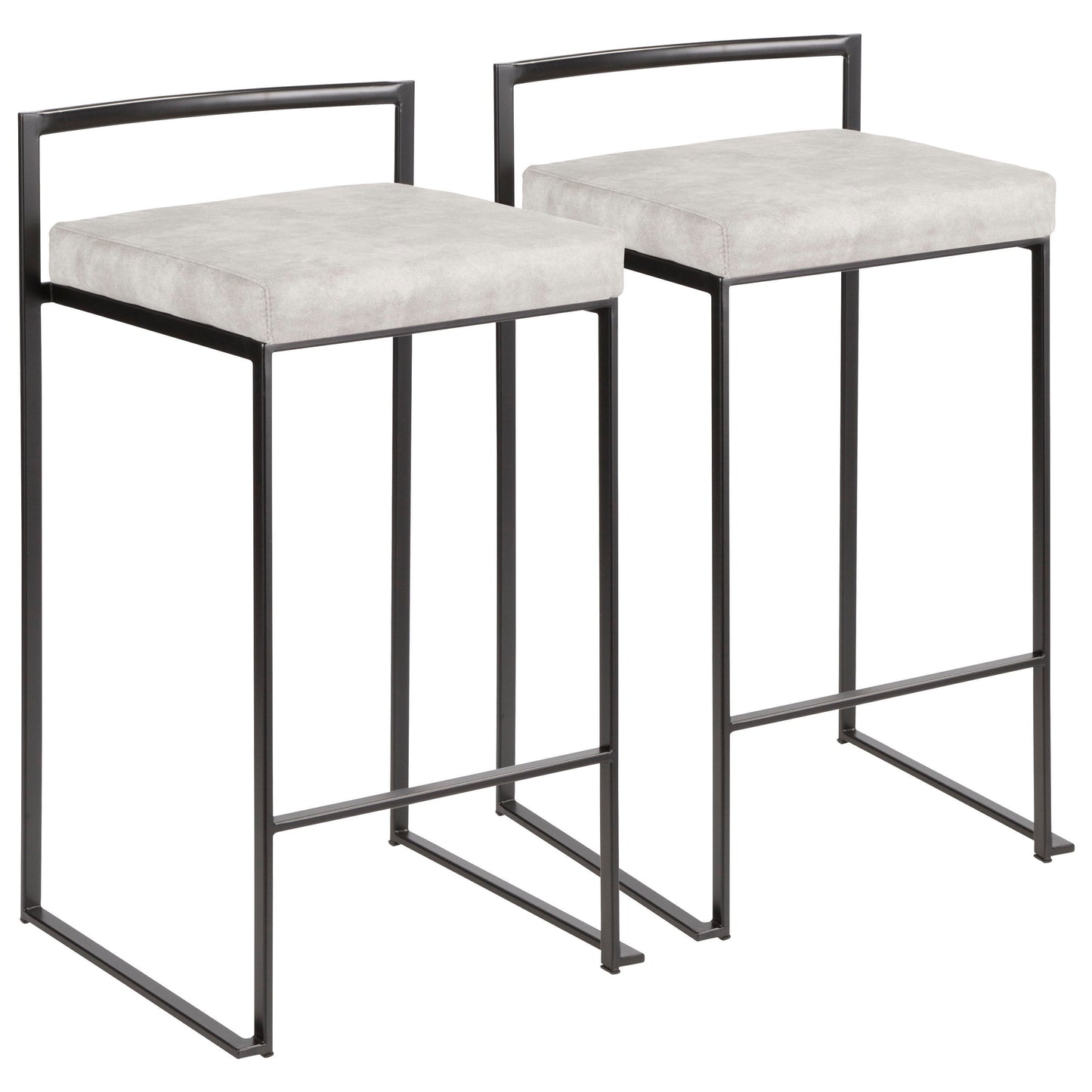 Fuji - Contemporary Stackable Counter Stool (Set of 2) - Black / Light Gray