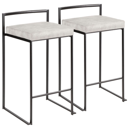 Fuji - Contemporary Stackable Counter Stool (Set of 2) - Black / Light Gray