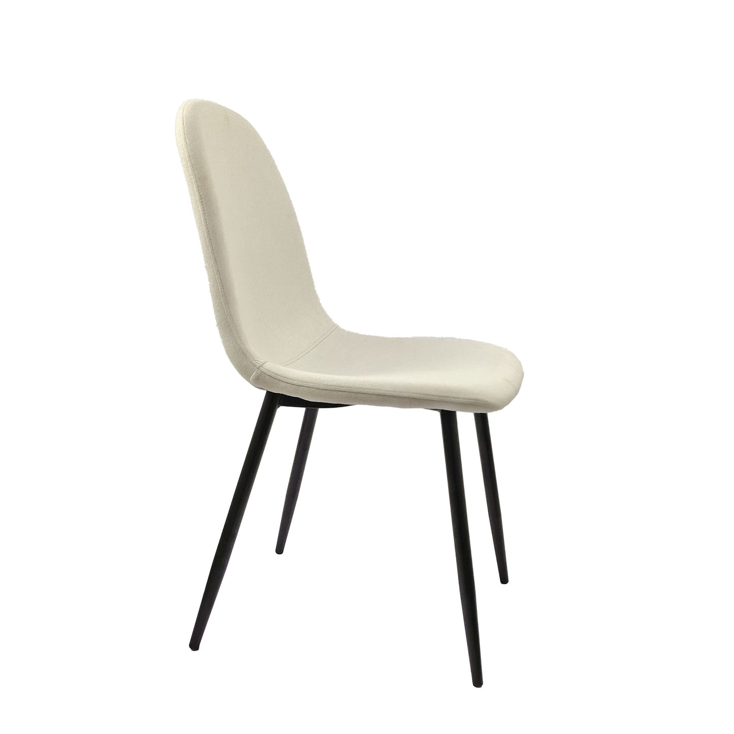 Modern Dining Chairs (Set of 4) With Linen Fabric Upholstered Seat, Spoon Shape Design - Black / Beige