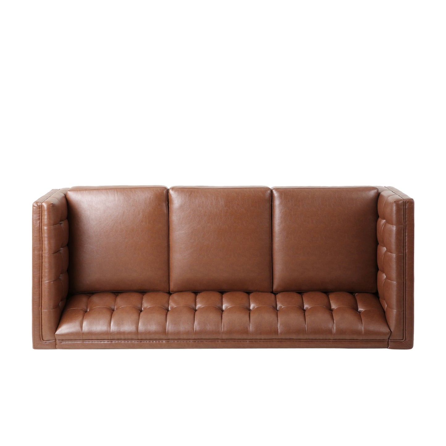 Comfy 3 Seat Sofa With Tufted Back, Modern For Living Room - Light Brown