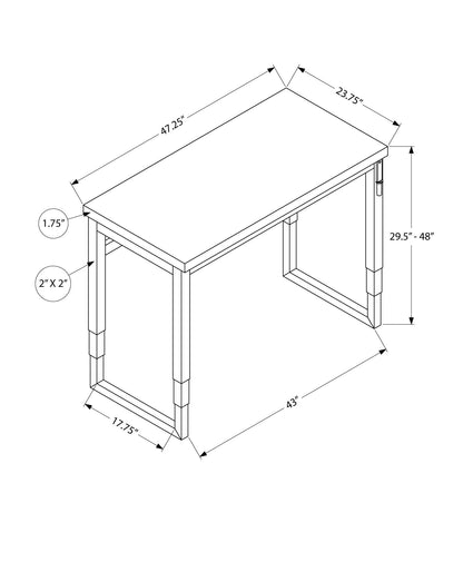 Computer Desk, Home Office, Standing, Adjustable, Laptop, Contemporary And Modern - White