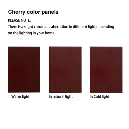 6 Shelf Lighted Corner Curio Cabinet With Adjustable Tempered Glass Shelves And Mirror Back (E26 Light Bulb Not Included) - Cherry