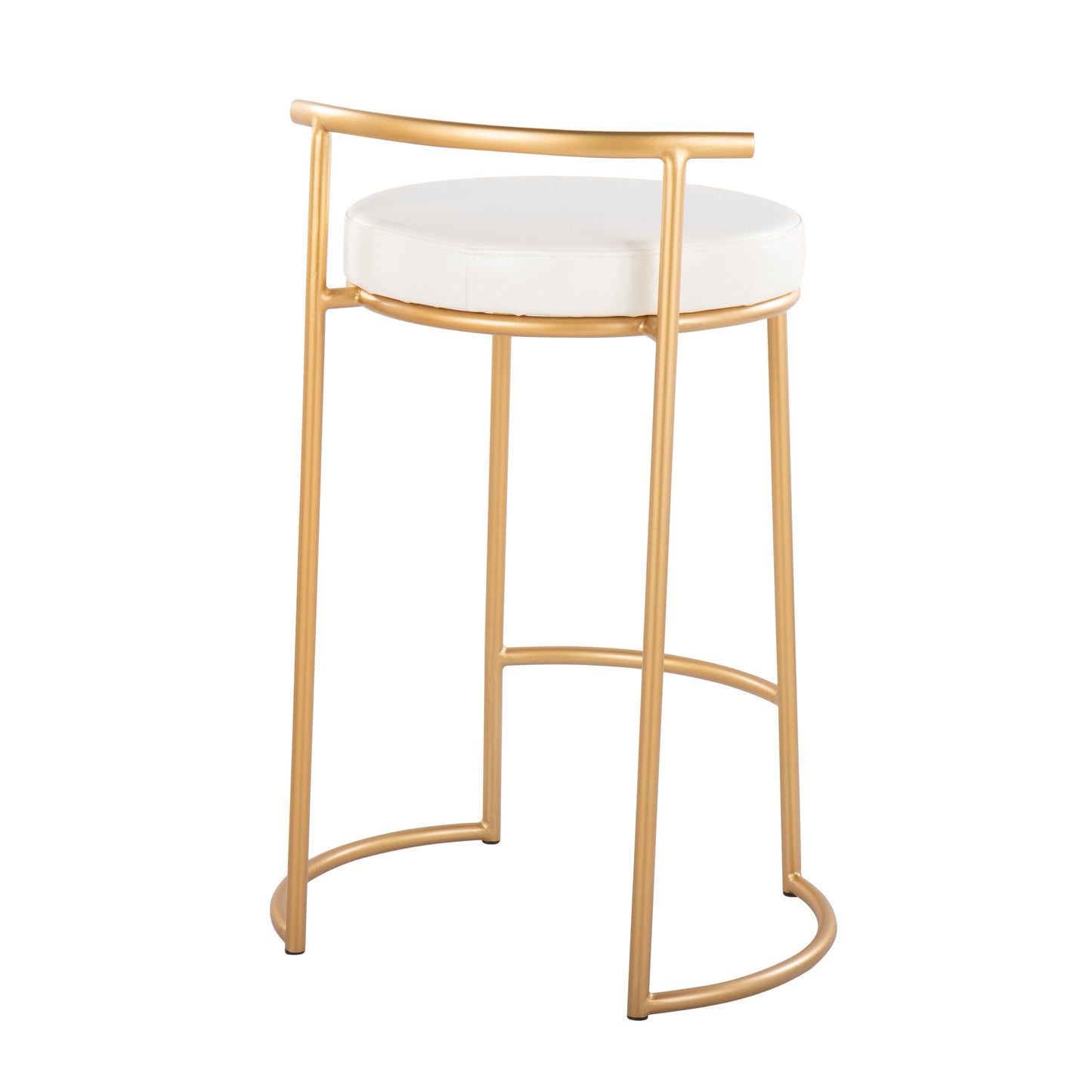 Fuji - Round Contemporary Fixed Height Counter Stool (Set of 2) - Gold / White