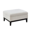 Upholstered Wood Base Storage Ottoman With Reversible Lid Coffee Table, Foot Stool Square Footrest With Rubberwood Legs For Living Room Bedroom Entryway And Office - Ivory