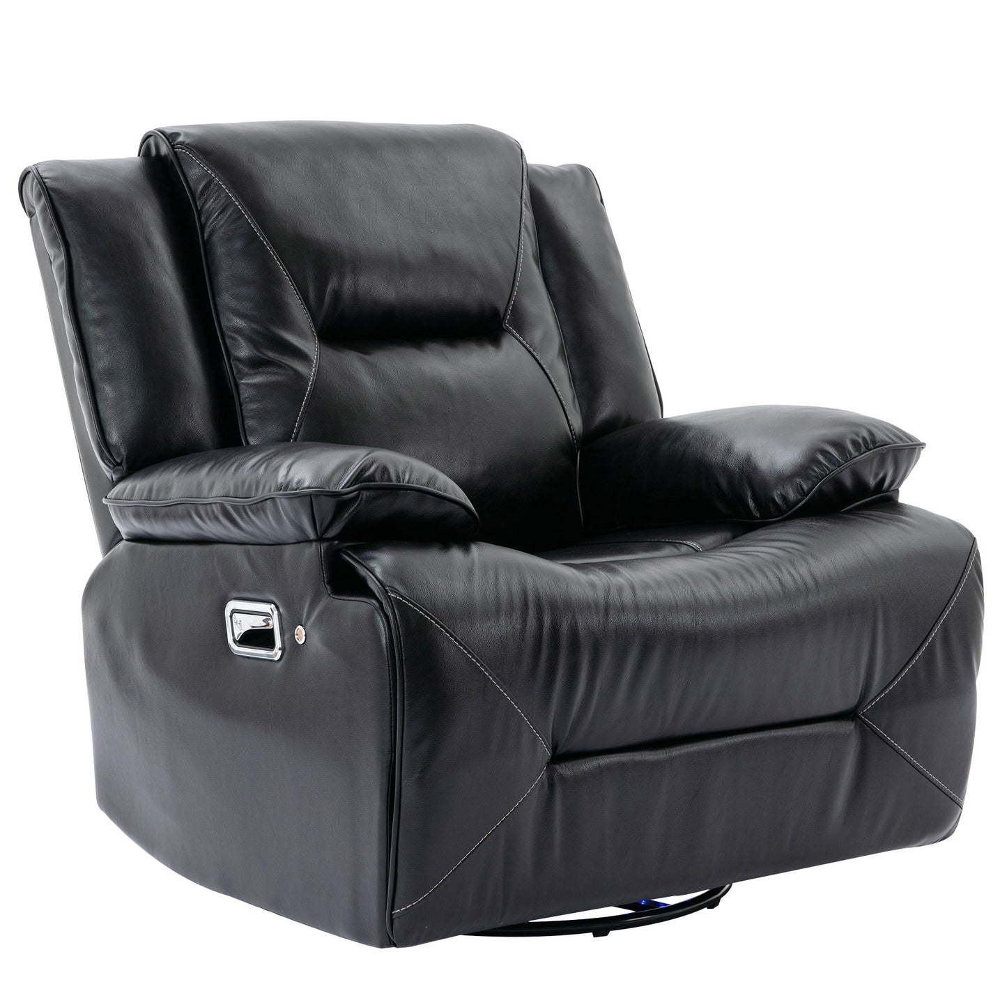 360ÔøΩÔøΩ Swivel And Rocking Home Theater Recliner Manual Recliner Chair With A Led Light Strip For Living Room - Black