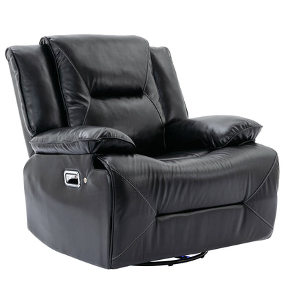 360ÔøΩÔøΩ Swivel And Rocking Home Theater Recliner Manual Recliner Chair With A Led Light Strip For Living Room - Black