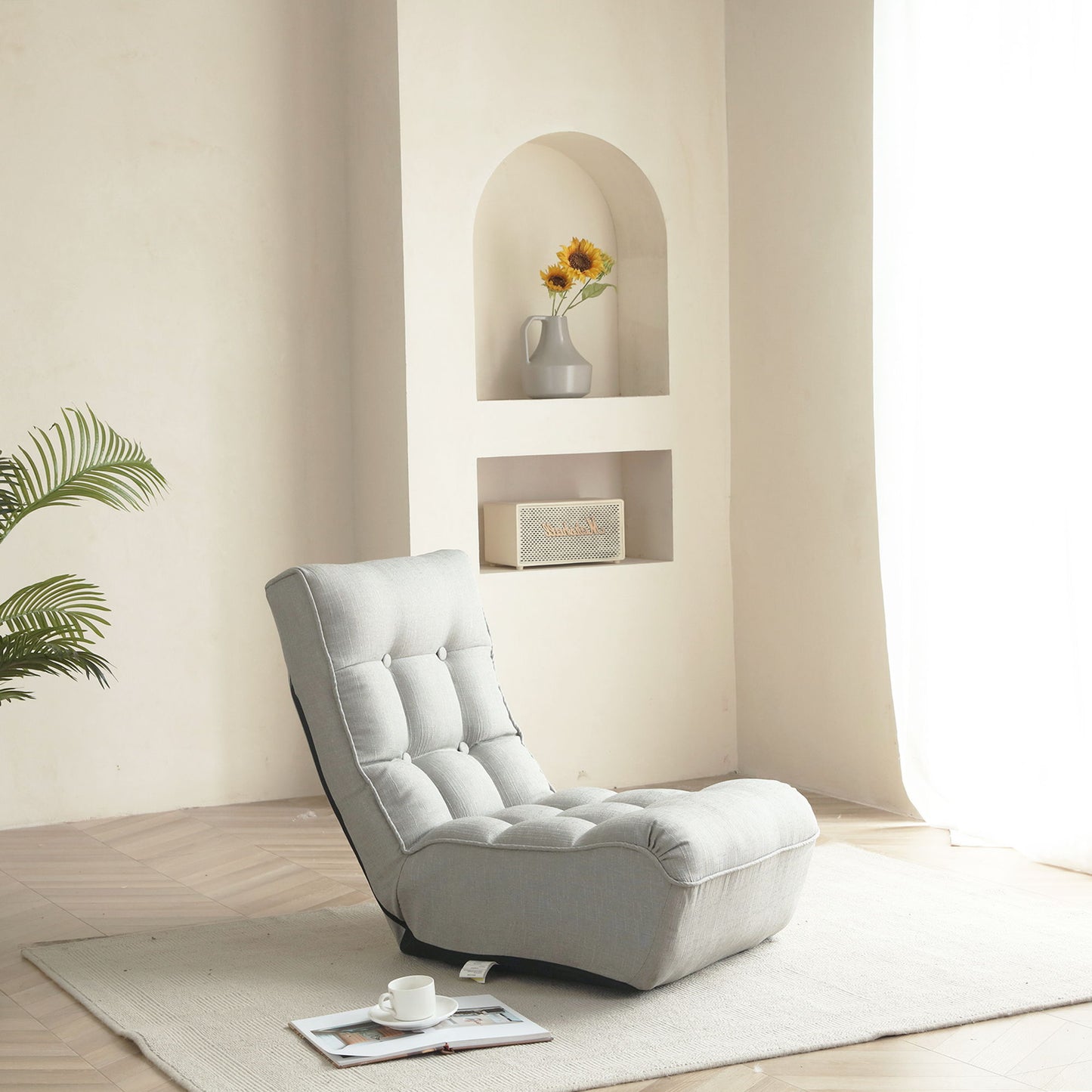 Single Sofa Reclining Japanese Chair Lazy Sofa Tatami Balcony Adjustable Chair - Gray