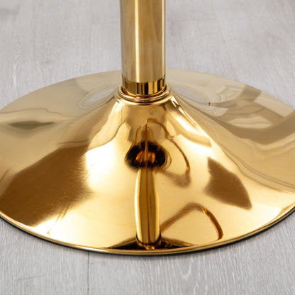 Velvet Bar Chair, Pure Gold Plated, Unique Design, 360 Degree Rotation, Adjustable Height, Suitable For Dining Room And Bar, (Set of 2) - Off White